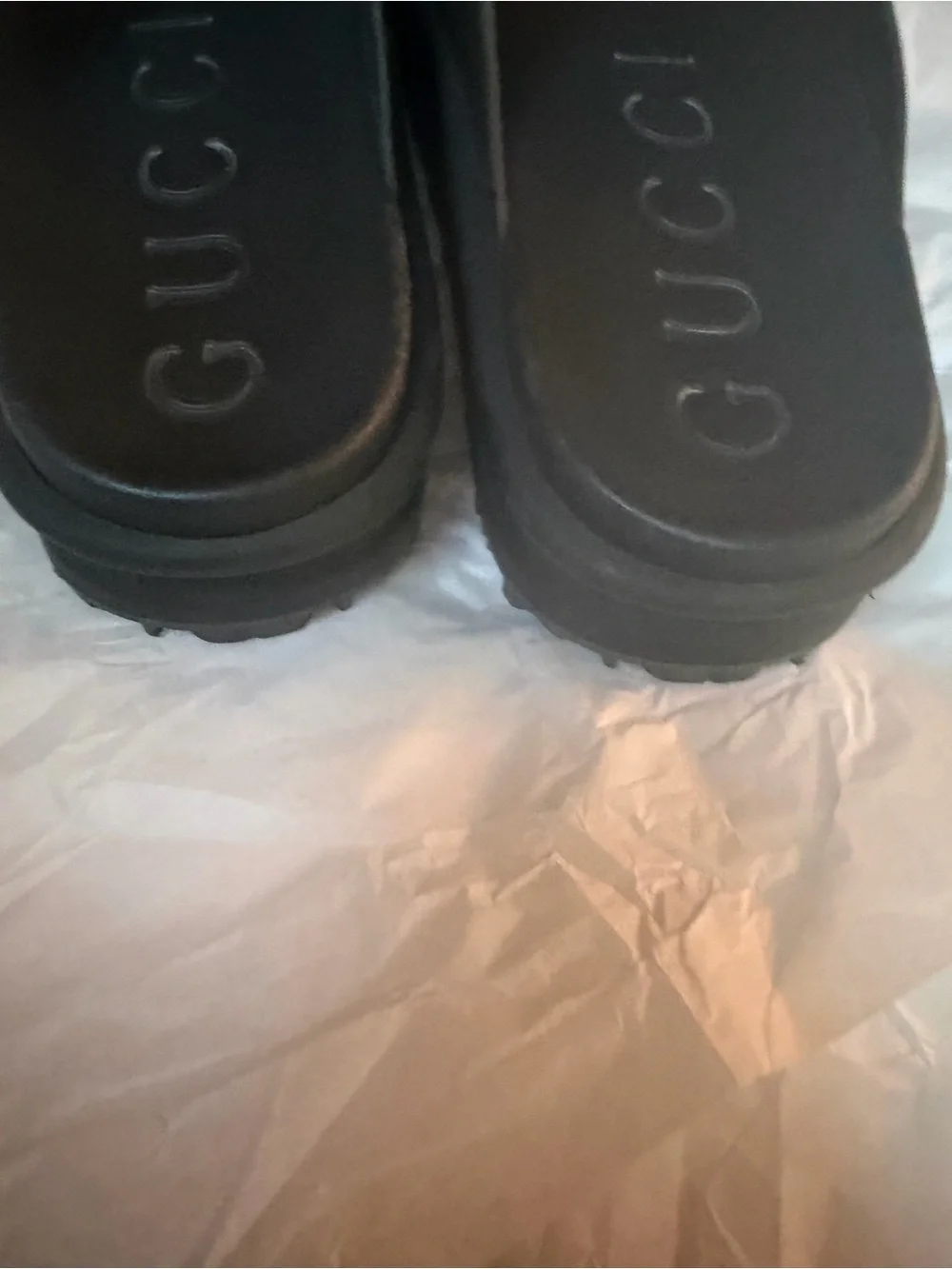 Gucci Black Platform Slide Sandals with Embossed GG